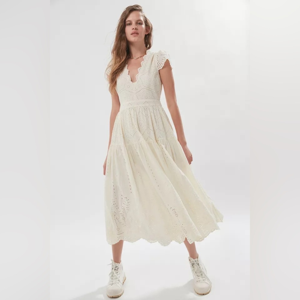 urban outfitters wild daisy tie back eyelet midi dress